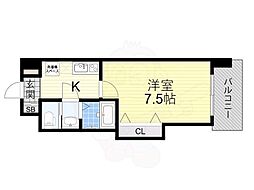 Luxe天王寺 1Kの間取図画像
