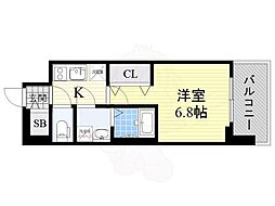 レジュールアッシュ玉造 1Kの間取図画像