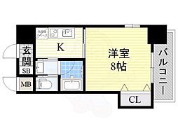 ブリリアントコート夕陽丘 1Kの間取図画像