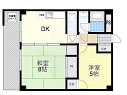 東海マンション 2DKの間取図画像