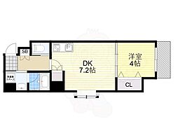 GLADIO上町台 1DKの間取図画像