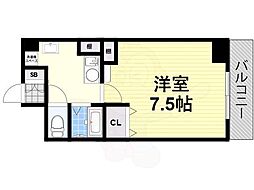 プレアデス烏ヶ辻 1Kの間取図画像