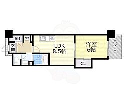 マスターズレジデンス道頓堀-2 1LDKの間取図画像