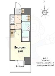 S-RESIDENCE高井田beleta 1Kの間取図画像