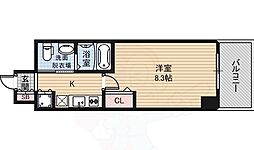 ディナスティ玉造 1Kの間取図画像