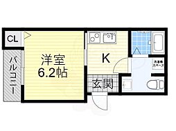 Y's玉造 1Kの間取図画像