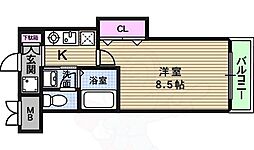 M'PLAZA今里 1Kの間取図画像