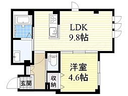 シュクル今里 1LDKの間取図画像