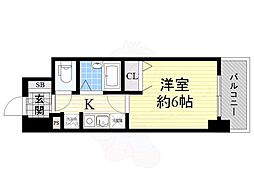 エスリード深江橋 1Kの間取図画像