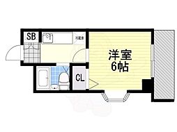 アパルト四天王寺2 1Kの間取図画像