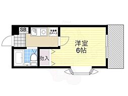 セレッソコート大阪城前 1Kの間取図画像