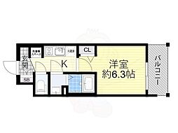 ララプレイス天王寺シエロ 1Kの間取図画像