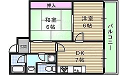 光ハイツ 2DKの間取図画像