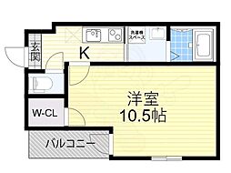 フジパレス高井田西3番館 1Kの間取図画像