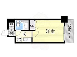 エスリード森ノ宮第2 1Kの間取図画像