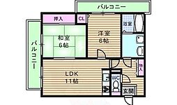 ロイヤル・ラフィーネ 2LDKの間取図画像