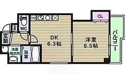 プレアデス玉造東 1DKの間取図画像