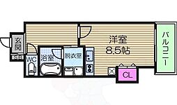 サージュ天王寺 ワンルームの間取図画像