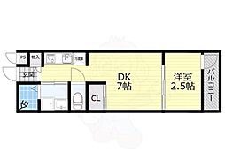 リエゾンコート大今里 1DKの間取図画像