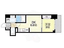 D.Clarest玉造 1DKの間取図画像