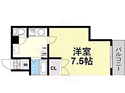 プレアデス烏ヶ辻 1Kの間取図画像