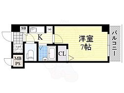 アーデン森之宮 1Kの間取図画像