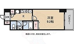 アリヴィオ夕陽ヶ丘 1Kの間取図画像