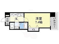 Luxe天王寺 1Kの間取図画像