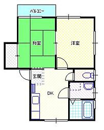 サンビレッジ 2DKの間取図画像