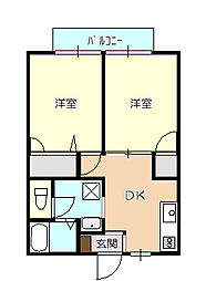 Y.Sハイツ 2DKの間取図画像