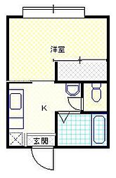 コンフォート緑町 1Kの間取図画像