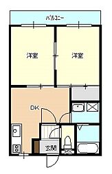 ベル・フィーユ富塚 2DKの間取図画像