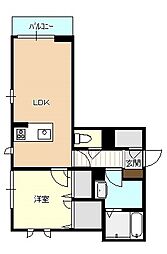 リベラルハイツA 1LDKの間取図画像