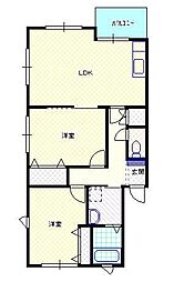 ブリーザ・ハイツNo.4 2LDKの間取図画像