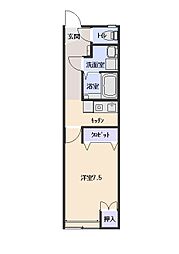 グリーンハイツ 1Kの間取図画像