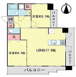 プレジール須磨 2LDKの間取図画像