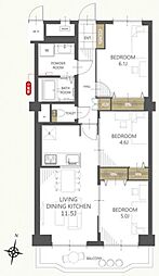 シーサイドシャトー塩屋 3LDKの間取図画像