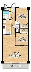 コスモ塩屋 2LDKの間取図画像