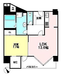 朝日プラザアルティマタワーズ 1LDKの間取り