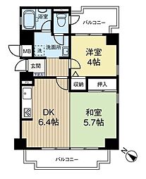 ダイアパレス塚本 2DKの間取図画像