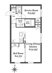SOLASIA residence世田谷代田 1SLDKの間取図画像
