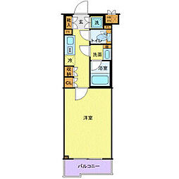 京王線 千歳烏山駅 徒歩10分の賃貸マンション 4階1Kの間取り