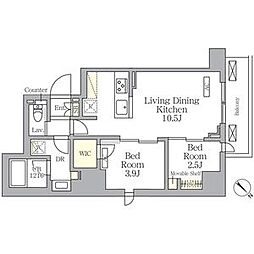 JR京浜東北・根岸線 大森駅 徒歩9分の賃貸マンション 6階2LDKの間取り