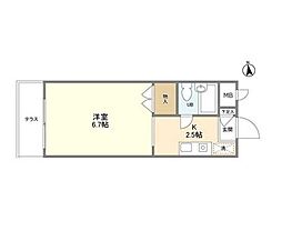 東急田園都市線 駒沢大学駅 徒歩8分の賃貸マンション 1階1Kの間取り