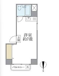 東急田園都市線 駒沢大学駅 徒歩9分の賃貸マンション 5階ワンルームの間取り