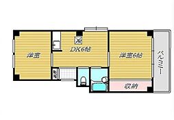 小田急小田原線 豪徳寺駅 徒歩6分の賃貸マンション 3階2DKの間取り