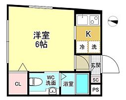 京急本線 梅屋敷駅 徒歩8分の賃貸マンション 4階1Kの間取り