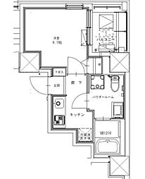 京王線 幡ヶ谷駅 徒歩7分の賃貸マンション 9階1Kの間取り