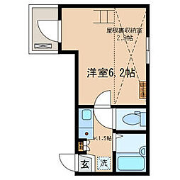 京急本線 大森町駅 徒歩8分の賃貸アパート 3階1Kの間取り
