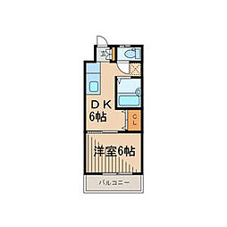 京急本線 大森町駅 徒歩4分の賃貸マンション 2階1DKの間取り